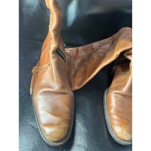 Via Vai Cognac Brown Leather Whipstitch Tall Riding Boots 51192 Size 40